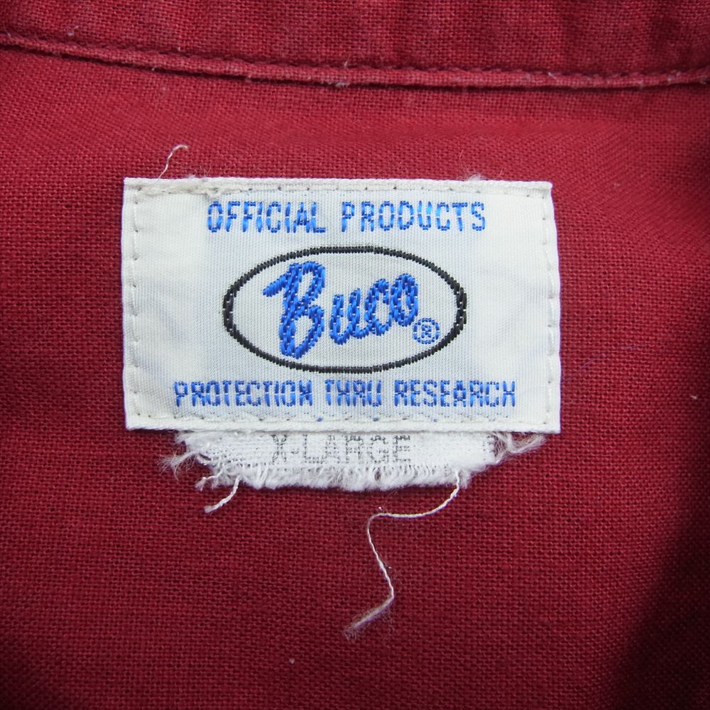 The REAL McCOY'S ザリアルマッコイズ JOE MCCOY ジョーマッコイ 8HOUR UNION BUCO CLUB ブコ クラブ 刺繍 ロゴ 半袖　ワーク シャツ レッド系 XL【中古】