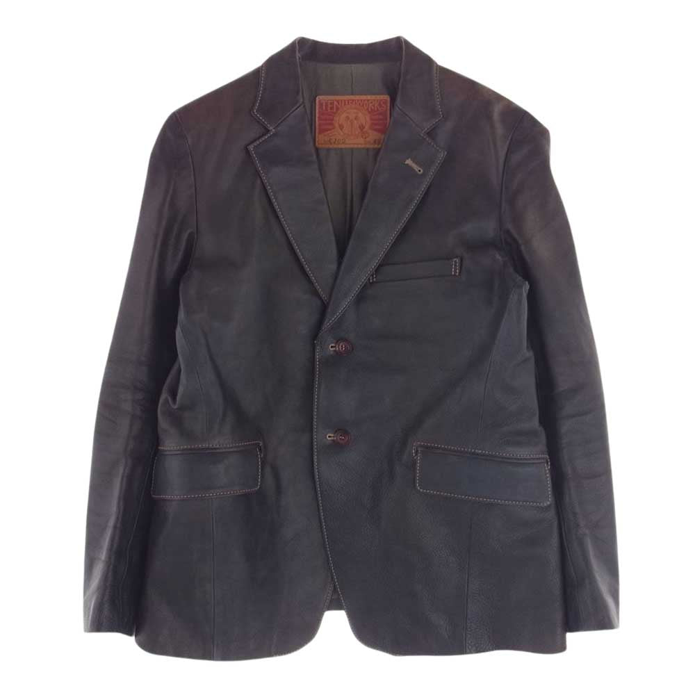 天神ワークス Lot CJ02 C'MAN TAILORED JACKET 牛革 カウレザー アンコン テーラード レザー ジャケット  ダークブラウン系 42【中古】