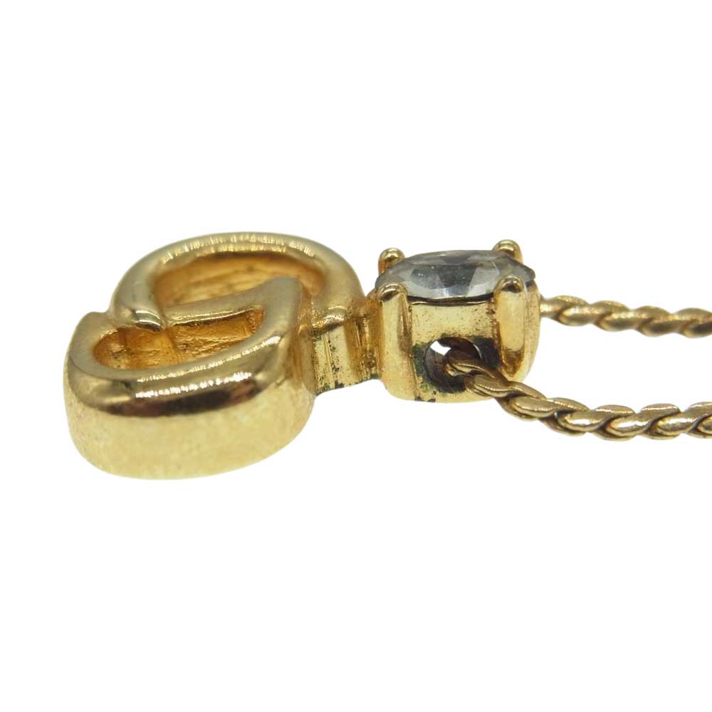 Christian Dior クリスチャンディオール ヴィンテージ CDロゴ カラーストーン付 ゴールドGP ネックレス ペンダント ゴールド系【中古】