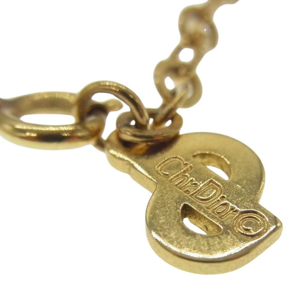 Christian Dior クリスチャンディオール ヴィンテージ CDロゴ カラーストーン付 ゴールドGP ネックレス ペンダント ゴールド系【中古】