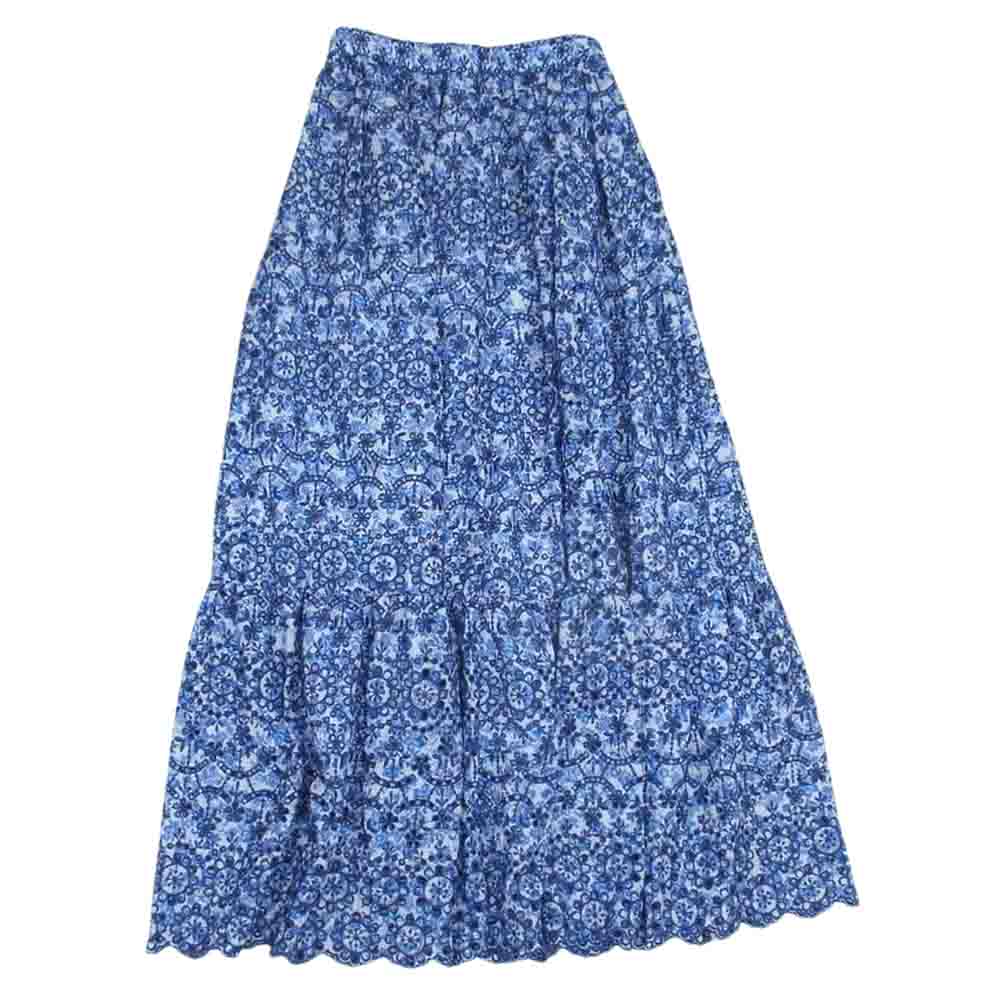 GRACE CONTINENTAL グレースコンチネンタル フラワー 刺繍 総柄 ロング スカート ブルー系 36【中古】