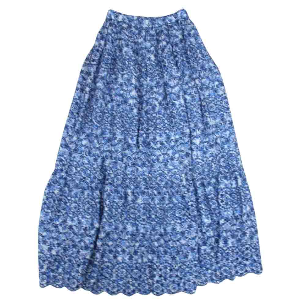 GRACE CONTINENTAL グレースコンチネンタル フラワー 刺繍 総柄 ロング スカート ブルー系 36【中古】
