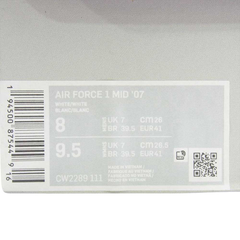NIKE ナイキ CW2289-111 Air Force 1 Mid 07 White エアフォース1 ミッド 07 ハイカット スニーカー ホワイト ホワイト系 26cm【中古】