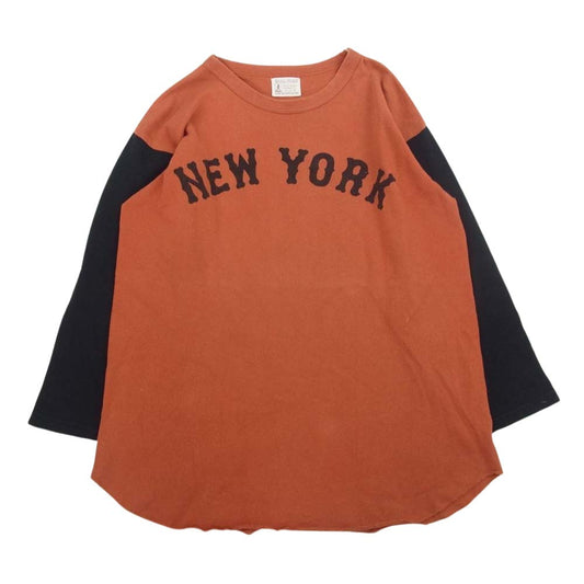 The REAL McCOY'S ザリアルマッコイズ JOE McCOY & CO. ジョーマッコイ BALL PARK ボールパーク NEW YORK プリント ラグラン カットソー オレンジ系 38【中古】