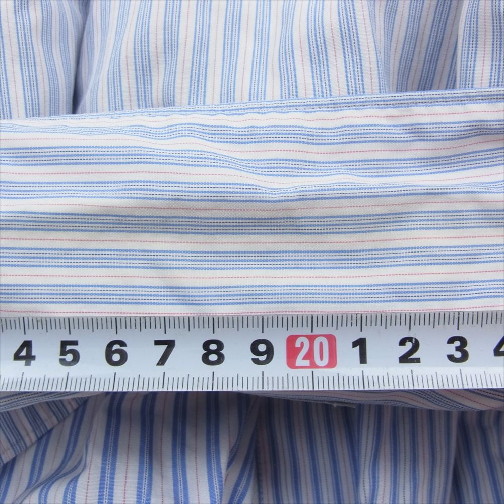 COMME des GARCONS HOMME コムデギャルソンオム センタープリーツ ジップ ストライプ 半袖 シャツ ブルー系【中古】