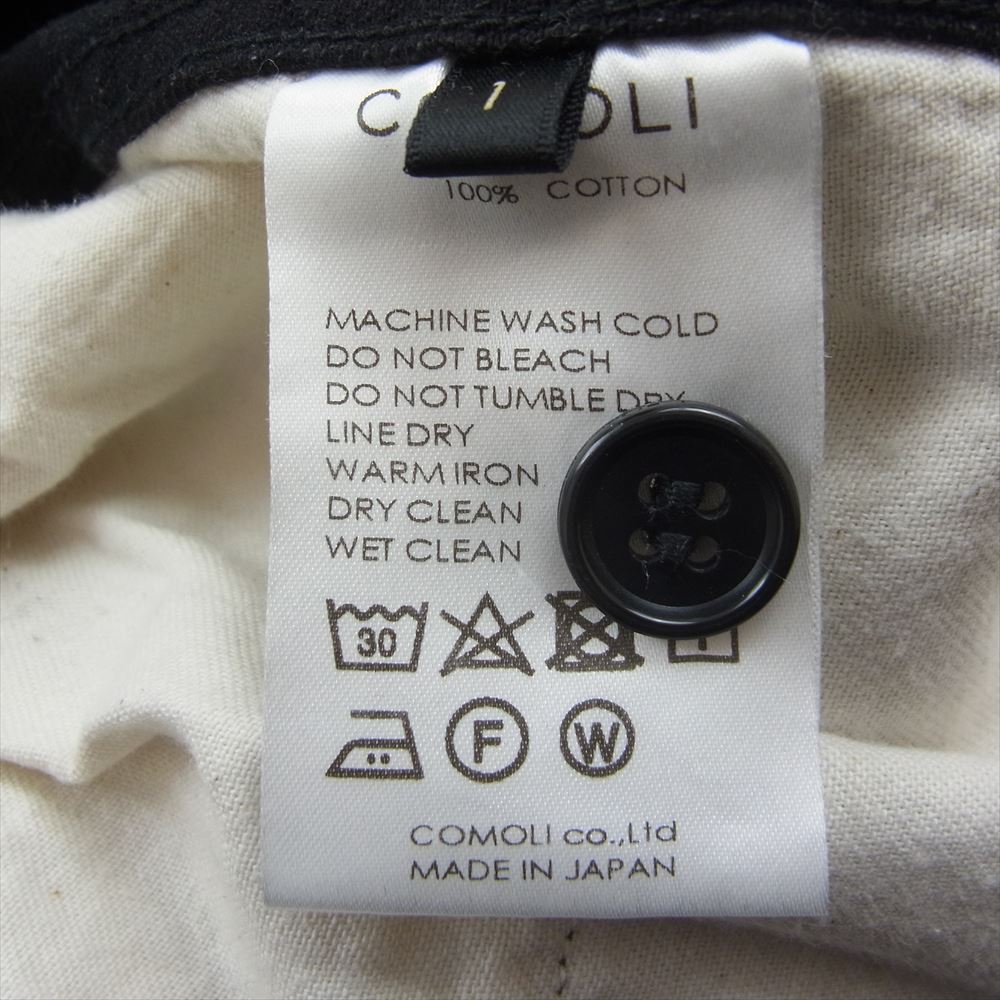 COMOLI コモリ 23SS x01-03001 ベルテッド ワイド ボタンフライ ブラック デニム パンツ ブラック系 1【中古】