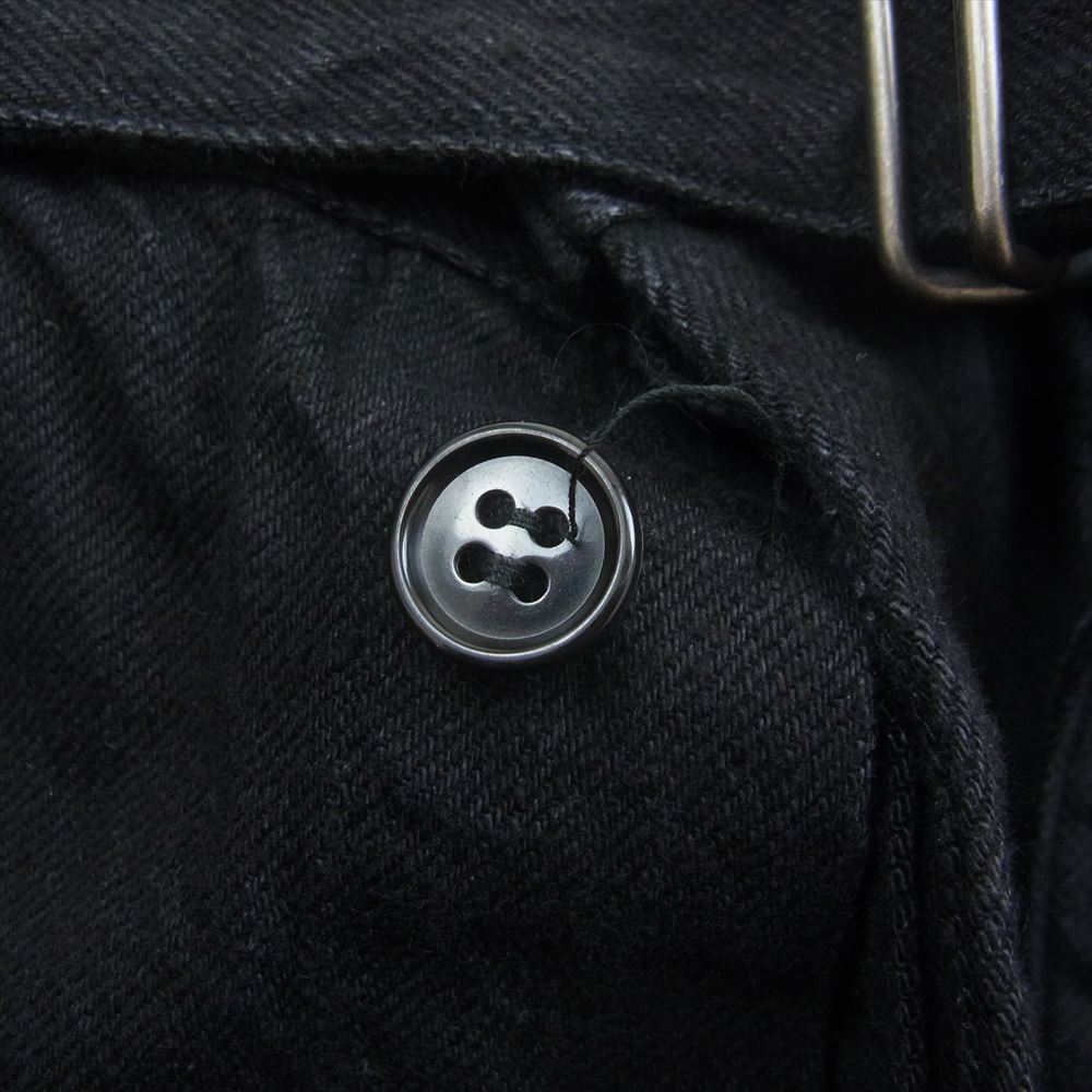 COMOLI コモリ 23SS x01-03001 ベルテッド ワイド ボタンフライ ブラック デニム パンツ ブラック系 1【中古】