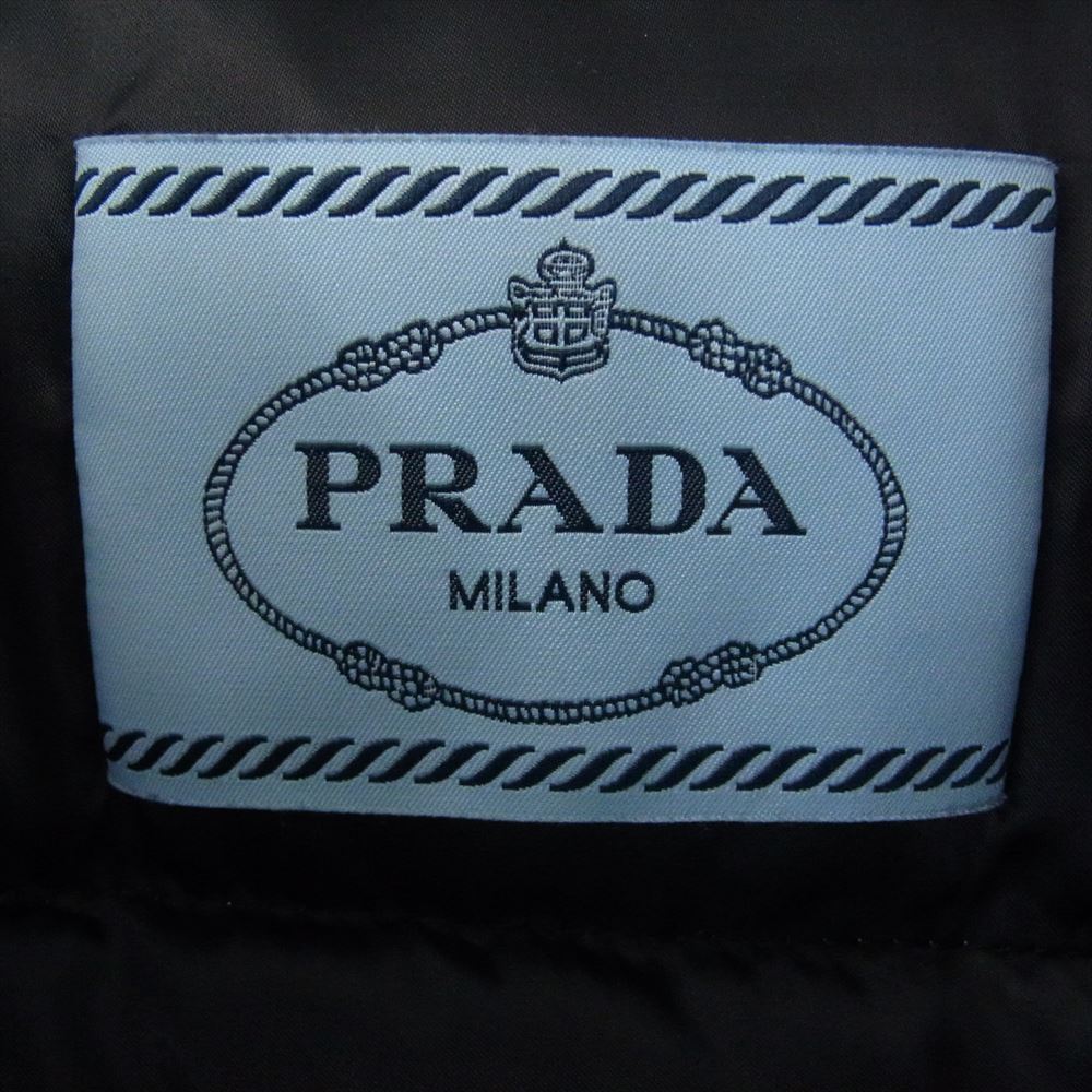 PRADA プラダ 28G060 R152 ROK 国内正規品 三角 トライアングル ロゴ プレート ファー ダウン ジャケット ネイビー系 42【中古】