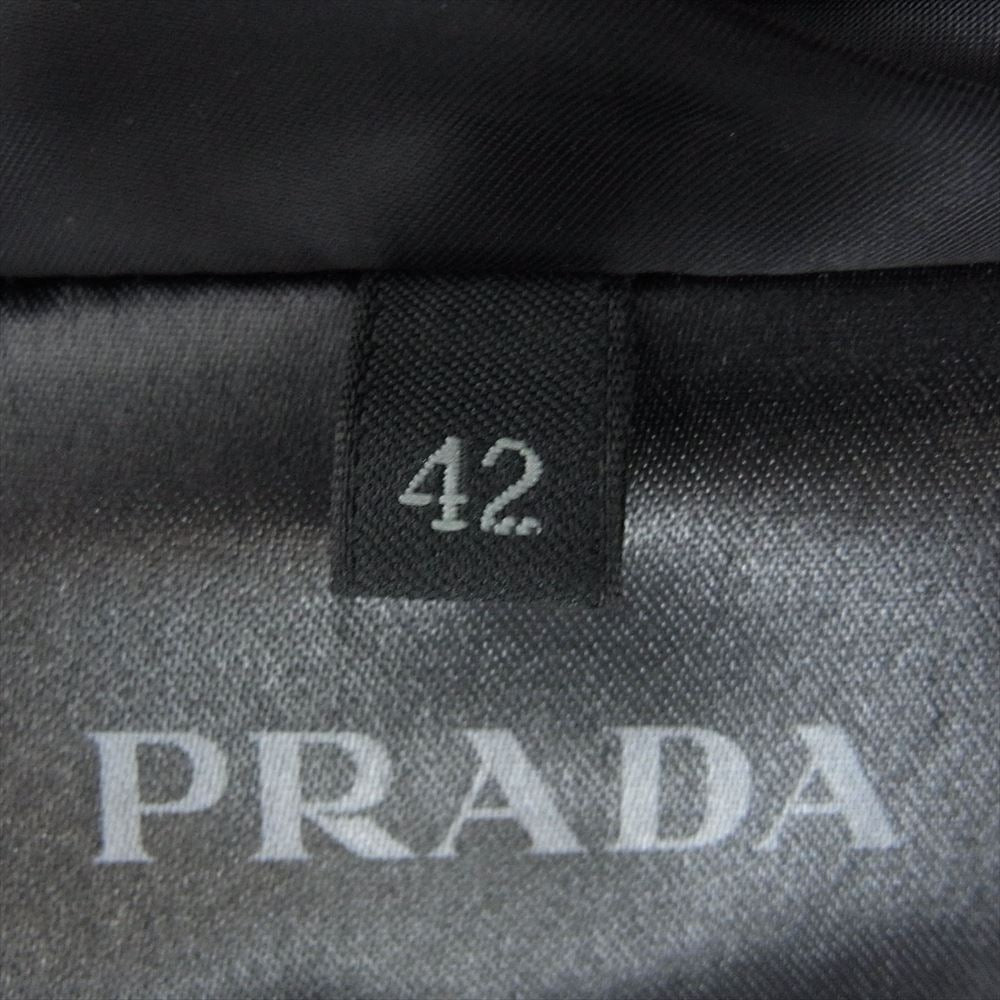 PRADA プラダ 28G060 R152 ROK 国内正規品 三角 トライアングル ロゴ プレート ファー ダウン ジャケット ネイビー系 42【中古】