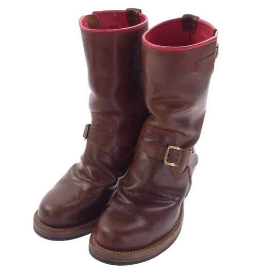 MADE IN GM JAPAN メイドインジーエムジャパン × 1PIU1UGUALE3 ウノピゥノウグァーレトレ ロゴ 刻印 エンジニア ブーツ ブラウン系 26.5【中古】