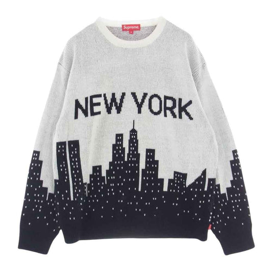 Supreme シュプリーム 20SS New York Sweater ニューヨーク セーター ニット ホワイト系 ブラック系 M【中古】