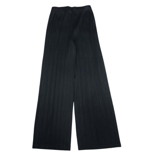 PLEATS PLEASE プリーツプリーズ イッセイミヤケ 細プリーツ ワイド ストレート パンツ ブラック系 5【極上美品】【中古】