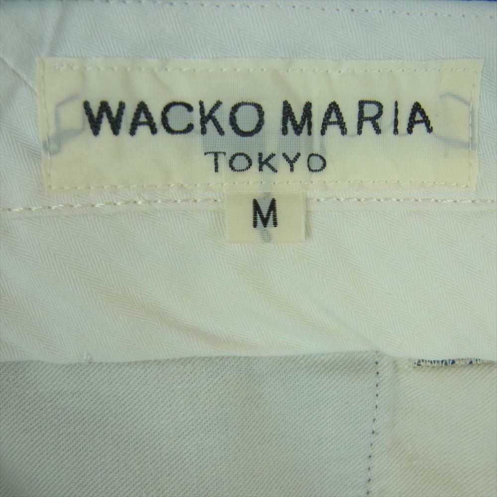 WACKO MARIA ワコマリア ポリエステル コットン フレア ブーツカット チノ パンツ 日本製 ネイビー系 M【中古】