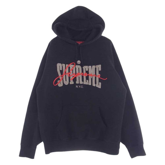 Supreme シュプリーム 22SS Embroidered Chenille Hooded Sweatshirt パーカー ブラック系 L【中古】