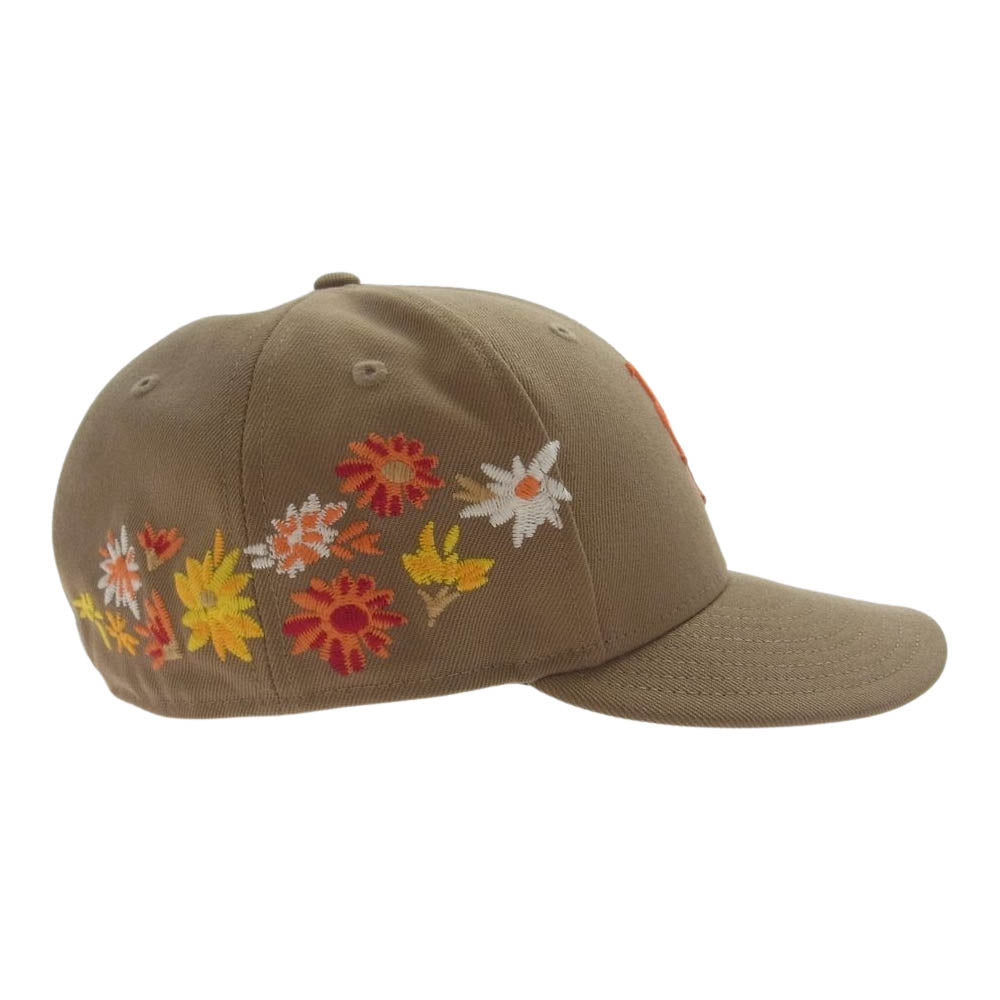 キス × NEWERA  ニューエラ フローラル 刺繍 キャップ ライトブラウン系 59.6cm【美品】【中古】
