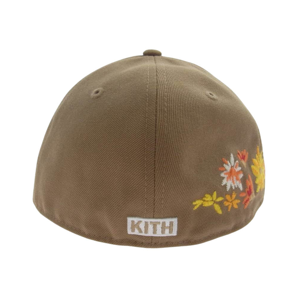 キス × NEWERA  ニューエラ フローラル 刺繍 キャップ ライトブラウン系 59.6cm【美品】【中古】