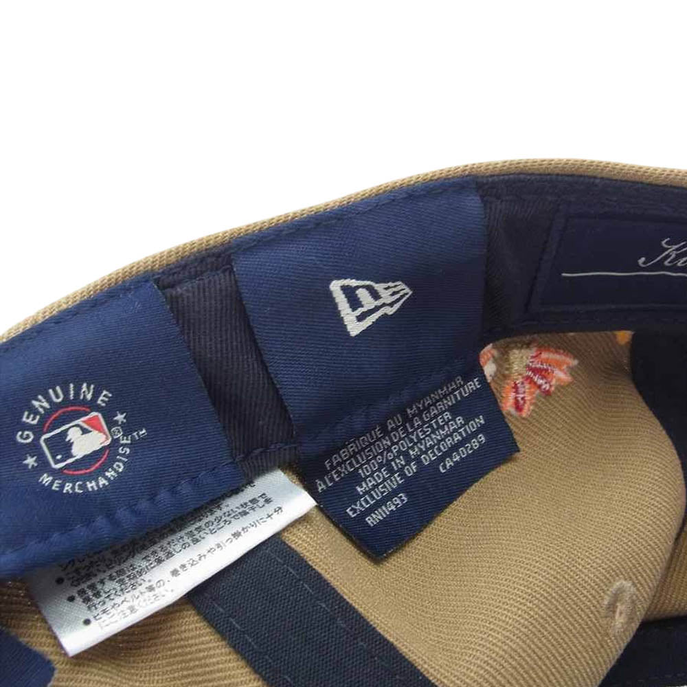キス × NEWERA  ニューエラ フローラル 刺繍 キャップ ライトブラウン系 59.6cm【美品】【中古】
