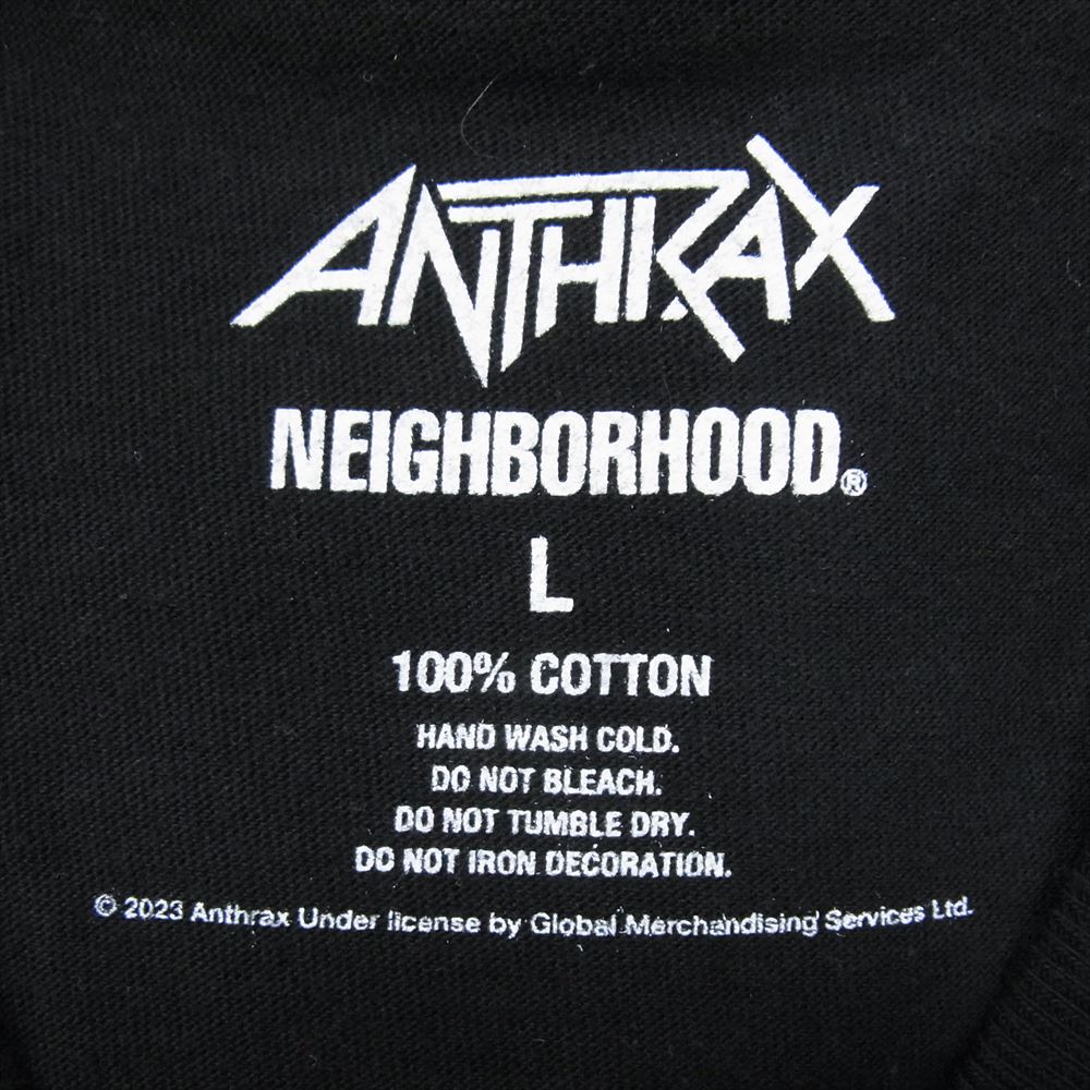 NEIGHBORHOOD ネイバーフッド 23AW 232PCNH-LT01S ANTHRAX TEE LS-1 プリント ロングスリーブ Tシャツ ブラック系 L【中古】