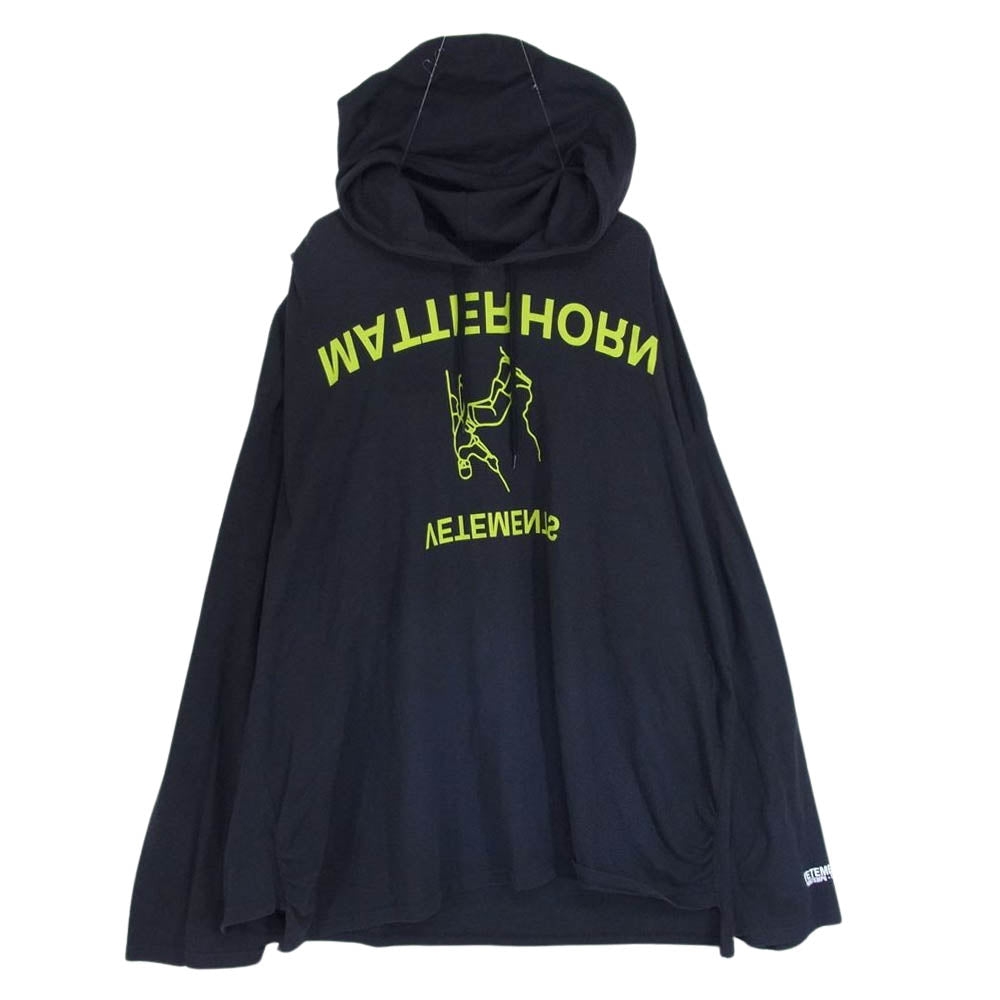 VETEMENTS ヴェトモン 18SS WSS18TR11 MATTERHORM HOODIE ライト フーディ 再構築 パーカー カットソー ブラック系 L【中古】
