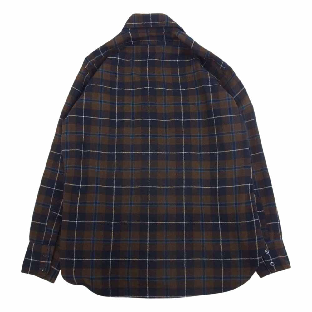 PENDLETON ペンドルトン 70s ウール チェック シャツ ブラウン系 ネイビー系 L【中古】