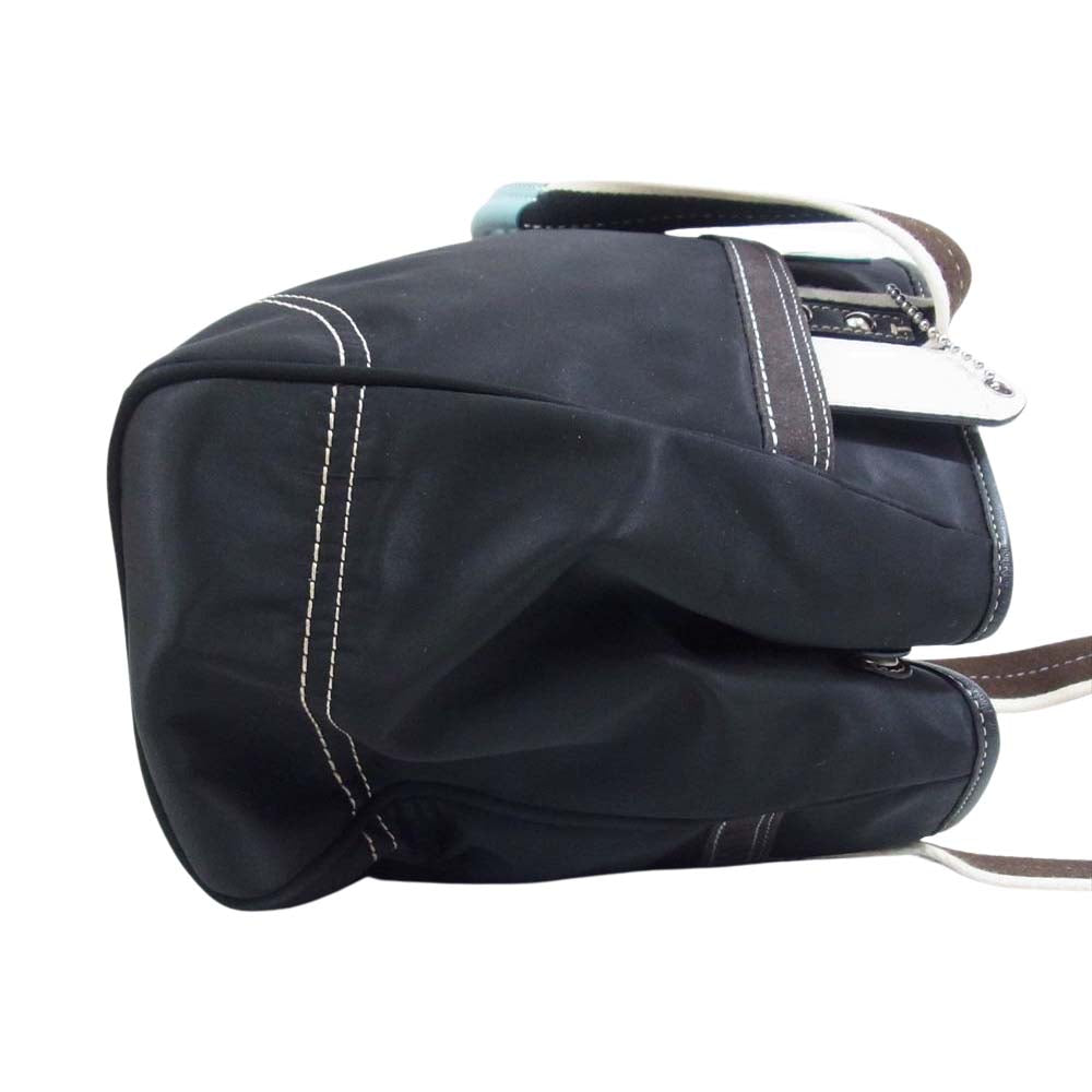 COACH コーチ J0894-F11993 ハンプトンズ ウィークエンド ナイロン レザー キーチャーム付き トートバッグ ブラック系【美品】【中古】