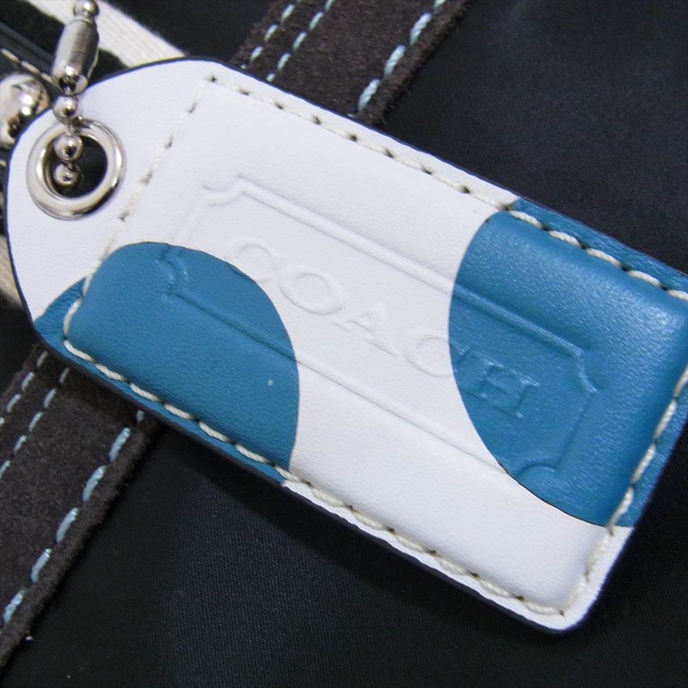 COACH コーチ J0894-F11993 ハンプトンズ ウィークエンド ナイロン レザー キーチャーム付き トートバッグ ブラック系【美品】【中古】