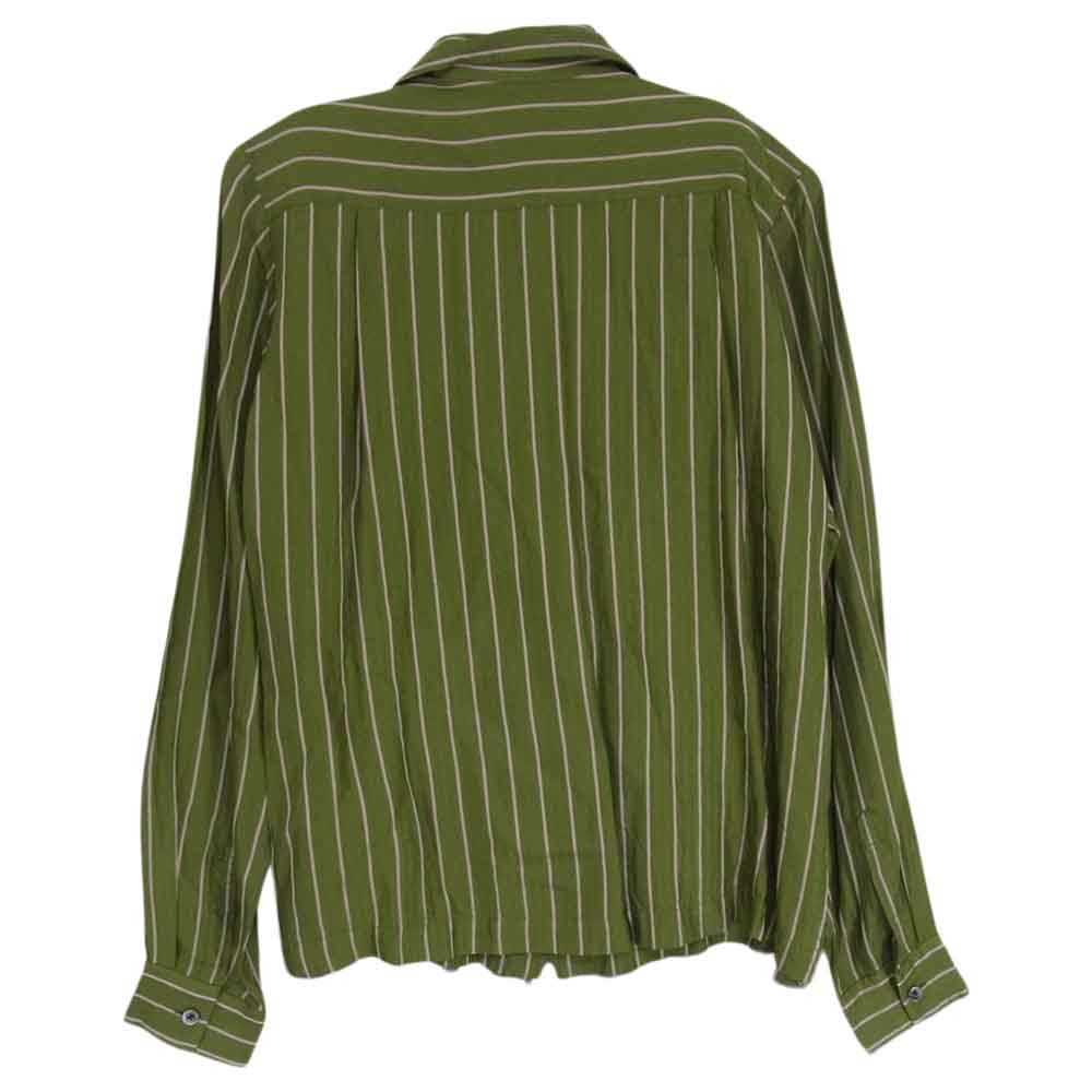 tricot COMME des GARCONS トリココムデギャルソン AD2000 TB-07004M アーカイブ ストライプ ラウンドカラー 長袖 シャツ グリーン系 M【中古】