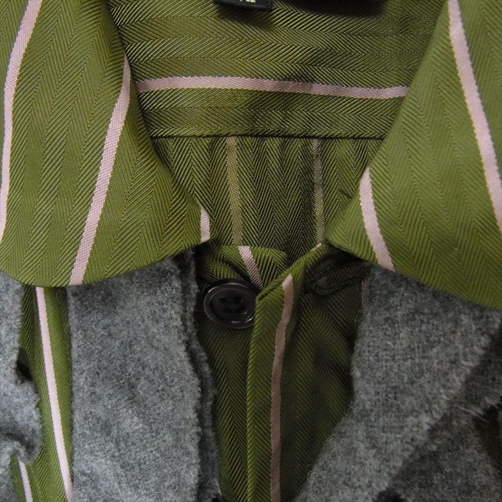 tricot COMME des GARCONS トリココムデギャルソン AD2000 TB-07004M アーカイブ ストライプ ラウンドカラー 長袖 シャツ グリーン系 M【中古】