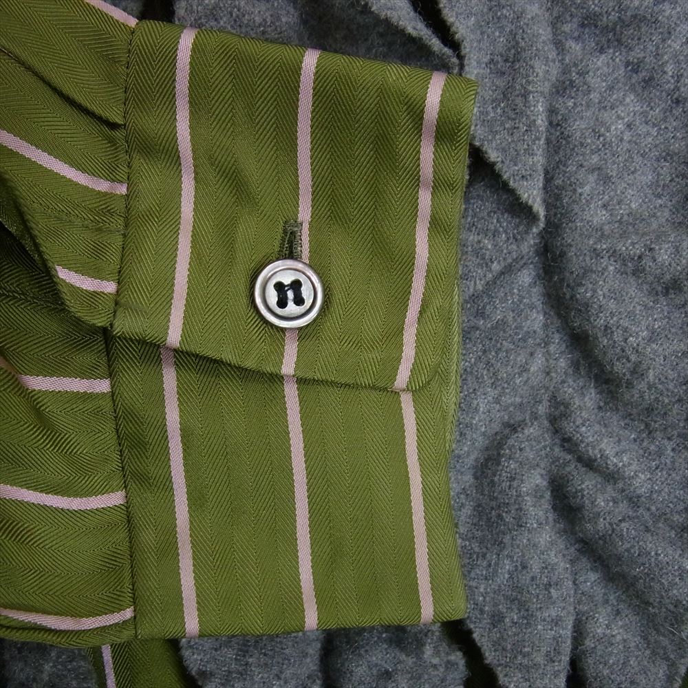 tricot COMME des GARCONS トリココムデギャルソン AD2000 TB-07004M アーカイブ ストライプ ラウンドカラー 長袖 シャツ グリーン系 M【中古】