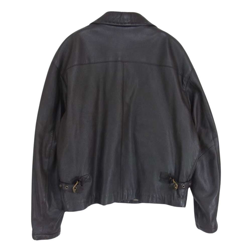 BALLY バリー ビッグポケット ラウンドカラー レザー ジップアップ ジャケット ブラウン系 38【中古】