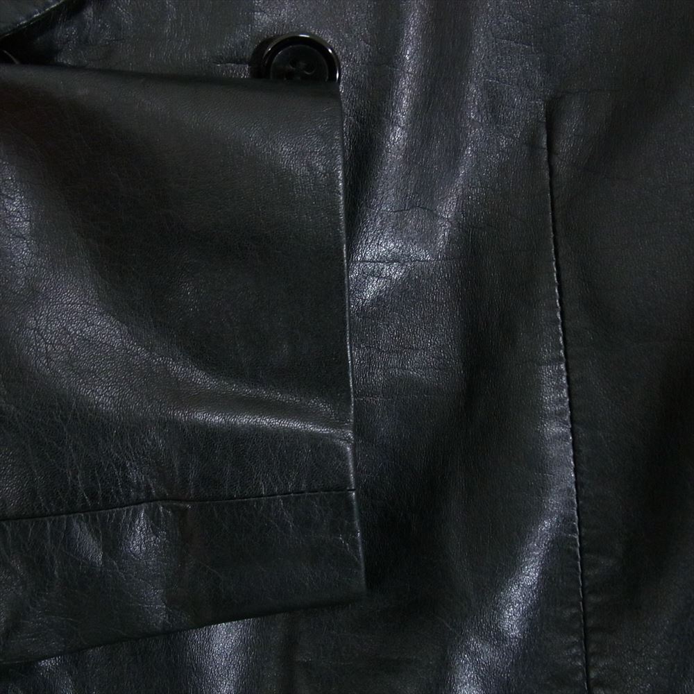 tricot COMME des GARCONS トリココムデギャルソン TJ-070150 カウレザー 牛革 ステッチデザイン ダブルブレスト ジャケット ブラック系 サイズ表記無【中古】
