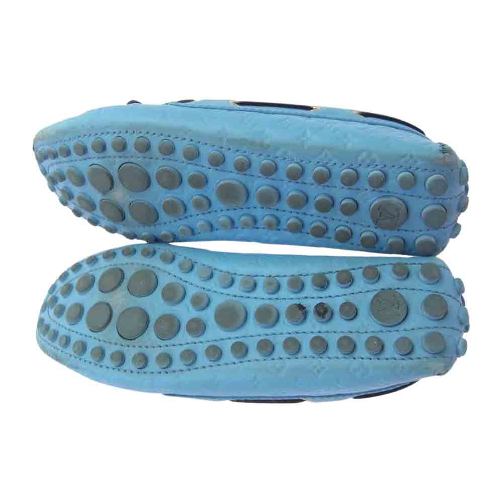 LOUIS VUITTON ルイ・ヴィトン ND1106 イタリア製 モノグラム レザー ドライビング シューズ ホワイト系 ライトブルー系 L38【中古】