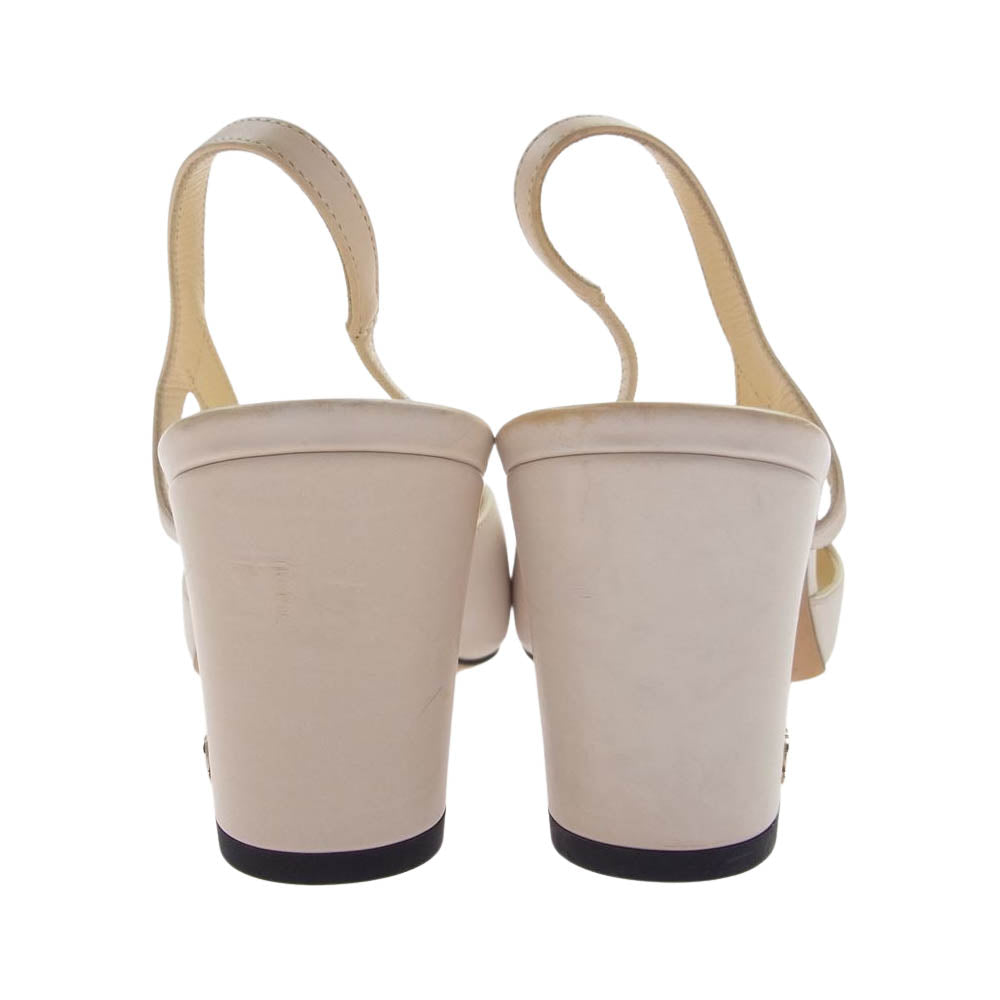 CHANEL シャネル A G31318 イタリア製 ココマーク付 2トーン スリングバック シューズ ヒール パンプス レザー オフホワイト系 ブラック系 37 1/2C【中古】