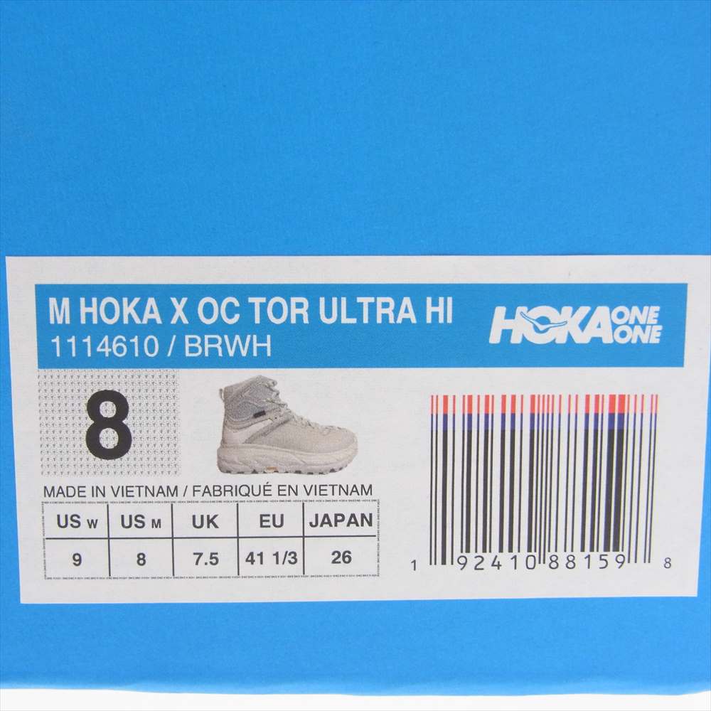HOKA ONE ONE ホカ オネオネ 1114610 ｘオープニングセレモニー OC TOR ULTRA HI eVent ビブラム ハイカット スニーカー ホワイト系 26cm【美品】【中古】