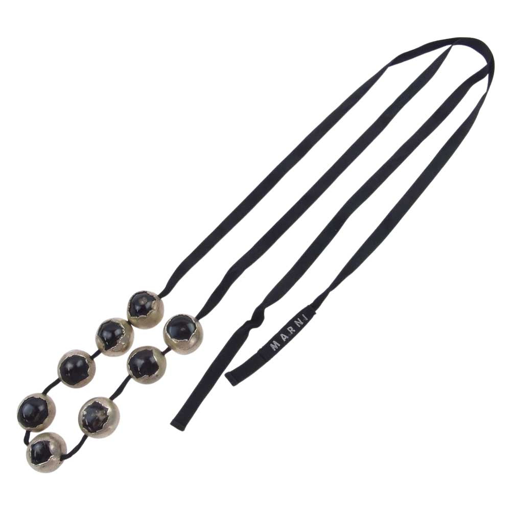 MARNI マルニ 8連 ハーフボール デザイン チョーカー ネックレス シルバー系 ブラック系【中古】