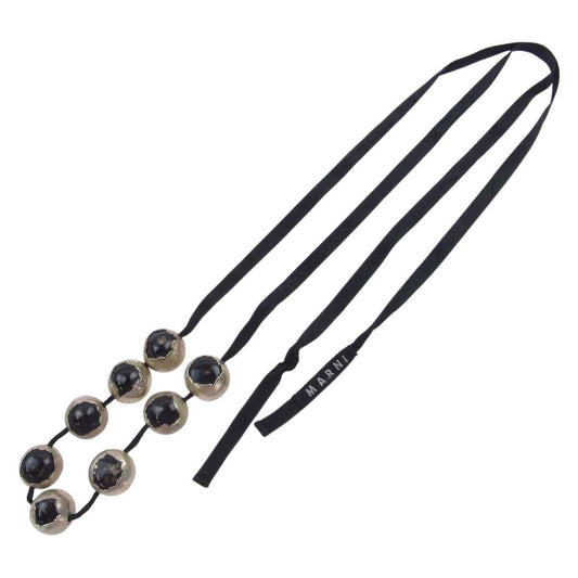 MARNI マルニ 8連 ハーフボール デザイン チョーカー ネックレス シルバー系 ブラック系【中古】