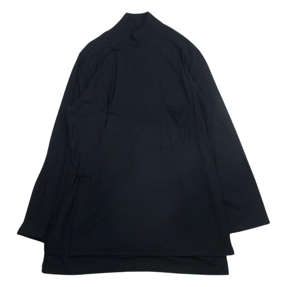 Yohji Yamamoto POUR HOMME ヨウジヤマモトプールオム 19SS HH-B26-047 チャイナボタン 天竺 長袖 シャツ ブラック系 2【美品】【中古】
