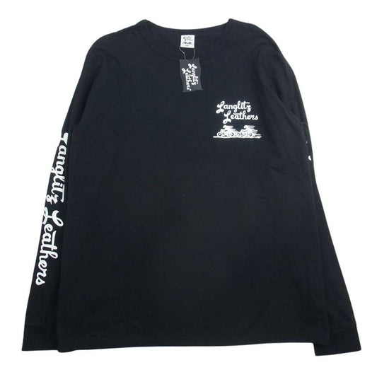 LANGLITZ LEATHERS ラングリッツレザーズ LLC-004 TYPE A LOGO PRINT ロゴ プリント 長袖Tシャツ カットソー ブラック系 XXL【中古】