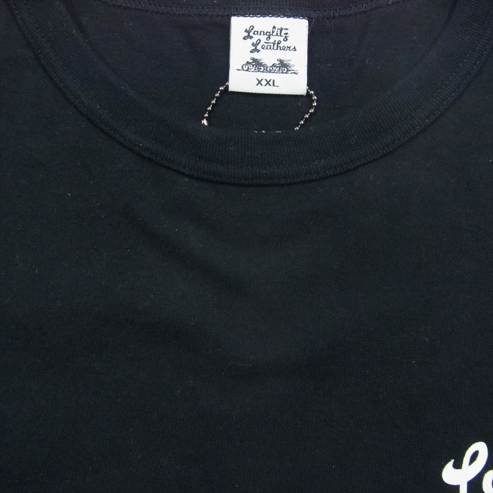LANGLITZ LEATHERS ラングリッツレザーズ LLC-004 TYPE A LOGO PRINT ロゴ プリント 長袖Tシャツ カットソー ブラック系 XXL【中古】