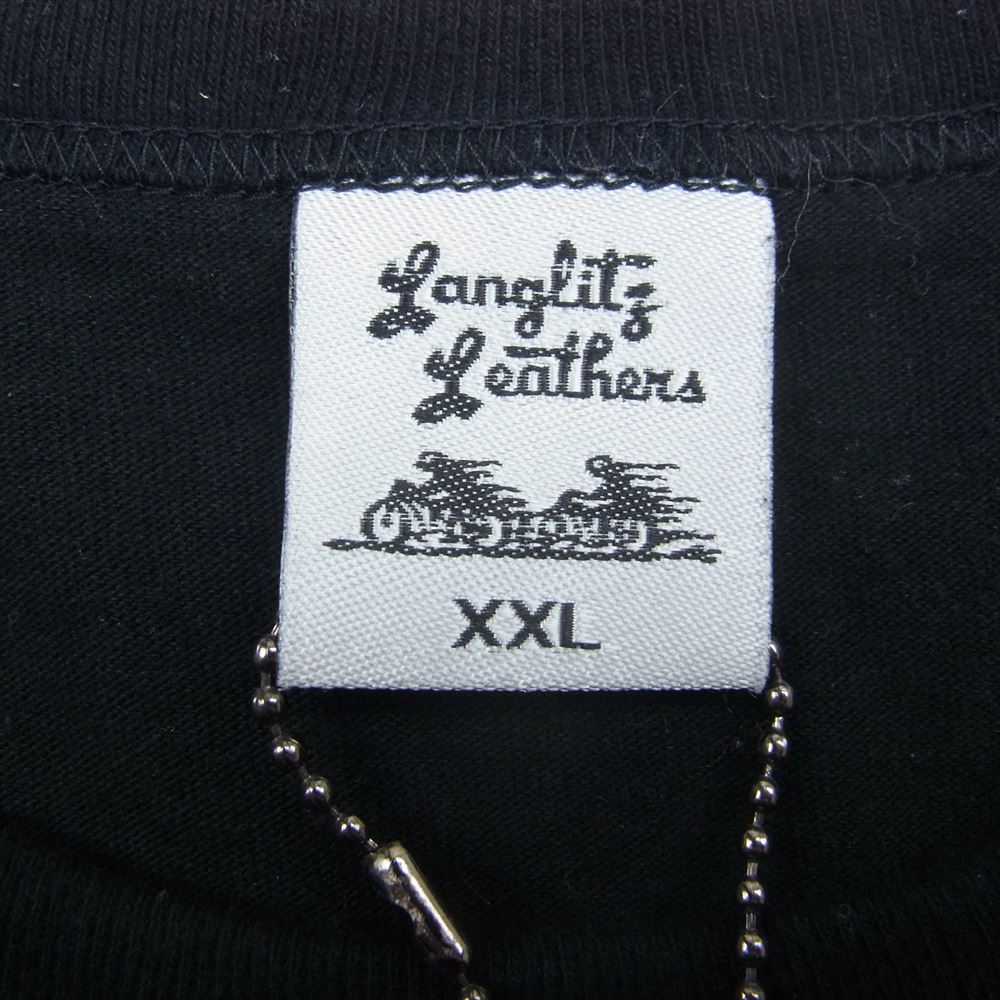 LANGLITZ LEATHERS ラングリッツレザーズ LLC-004 TYPE A LOGO PRINT ロゴ プリント 長袖Tシャツ カットソー ブラック系 XXL【中古】