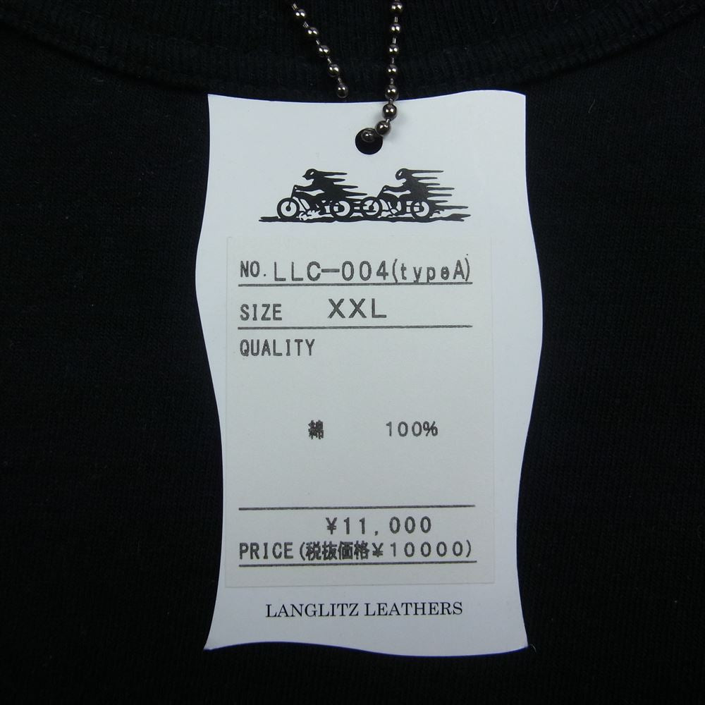 LANGLITZ LEATHERS ラングリッツレザーズ LLC-004 TYPE A LOGO PRINT ロゴ プリント 長袖Tシャツ カットソー ブラック系 XXL【中古】