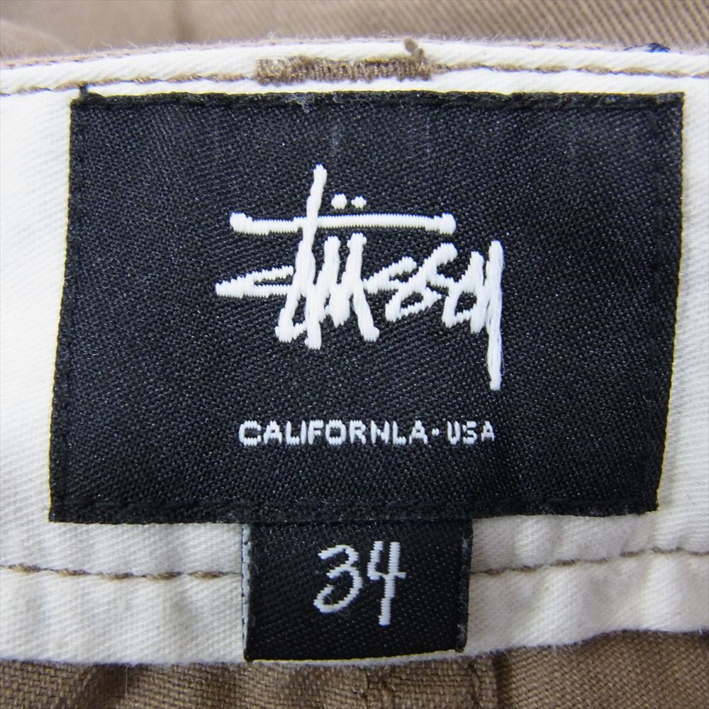 STUSSY ステューシー ドクロ刺繍 総柄 コットン ショート パンツ ブラウン系 34【中古】