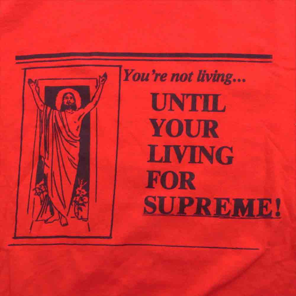 Supreme シュプリーム 15SS  UNTIL YOUR LIVING Tee フロントプリント 半袖 Tシャツ レッド系 XL【美品】【中古】