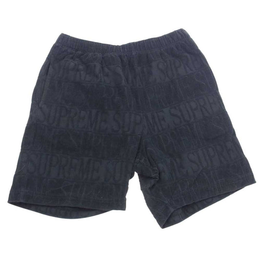 Supreme シュプリーム 17SS Logo Stripe Terry Short ロゴ ストライプ テリーショーツ パイル地 ショートパンツ  ブラック系 M【中古】