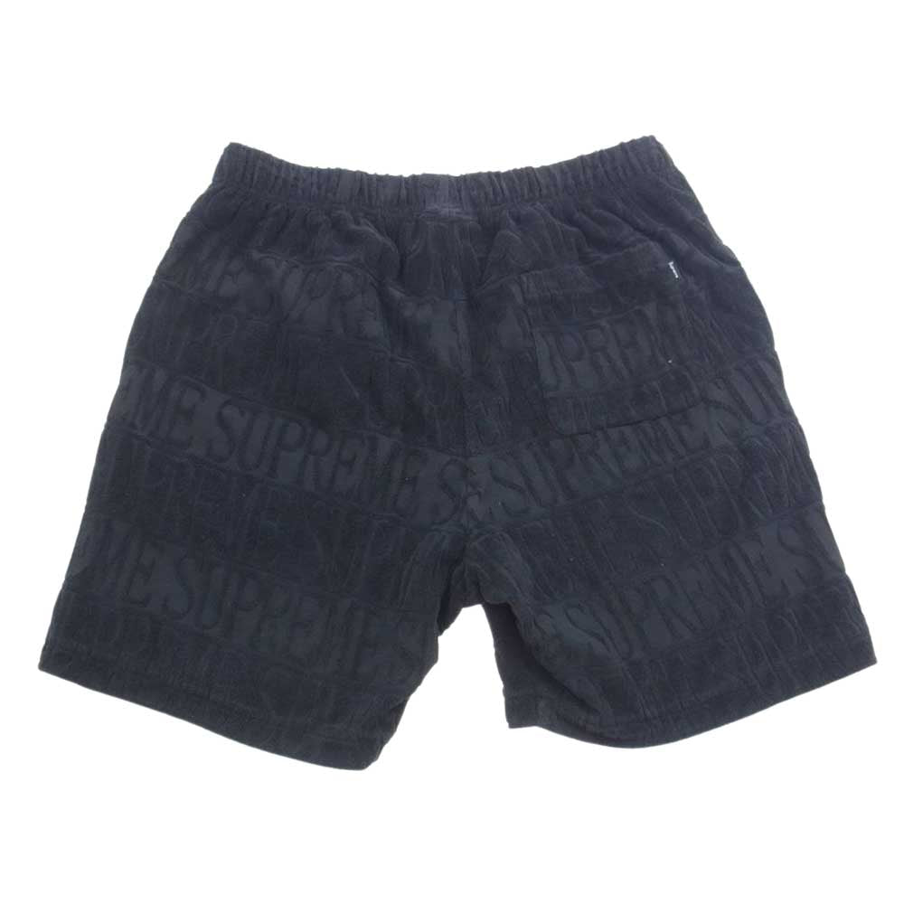 Supreme シュプリーム 17SS Logo Stripe Terry Short ロゴ ストライプ テリーショーツ パイル地 ショートパンツ  ブラック系 M【中古】