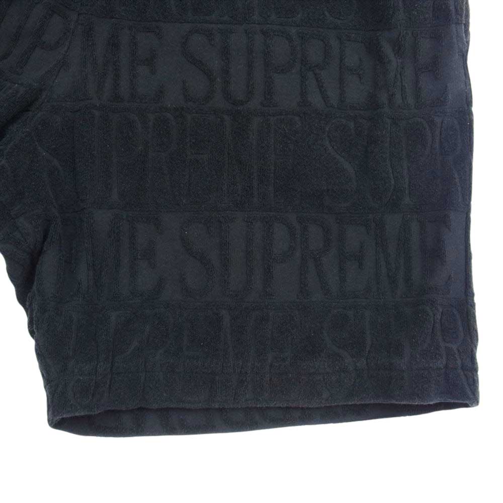 Supreme シュプリーム 17SS Logo Stripe Terry Short ロゴ ストライプ テリーショーツ パイル地 ショートパンツ  ブラック系 M【中古】