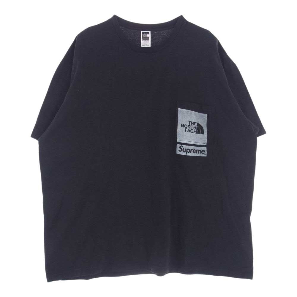 Supreme シュプリーム 23SS NT02309I THE NORTH FACE Printed Pocket Tee ザノースフェイス プリンテッド ポケット 半袖 Tシャツ ブラック系 XL【中古】