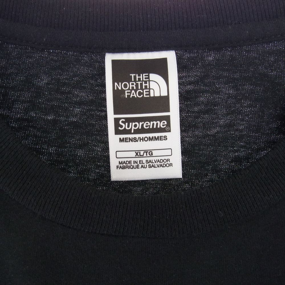 Supreme シュプリーム 23SS NT02309I THE NORTH FACE Printed Pocket Tee ザノースフェイス プリンテッド ポケット 半袖 Tシャツ ブラック系 XL【中古】