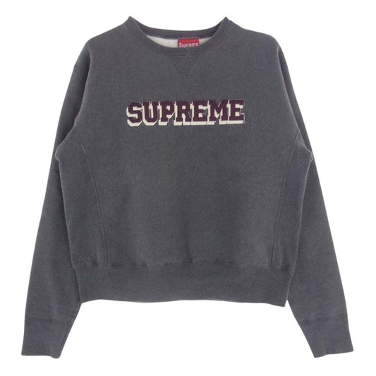 Supreme シュプリーム USA製 初期 90S 前V刺繍ロゴ クルーネック スウェット  グレー系 L【中古】