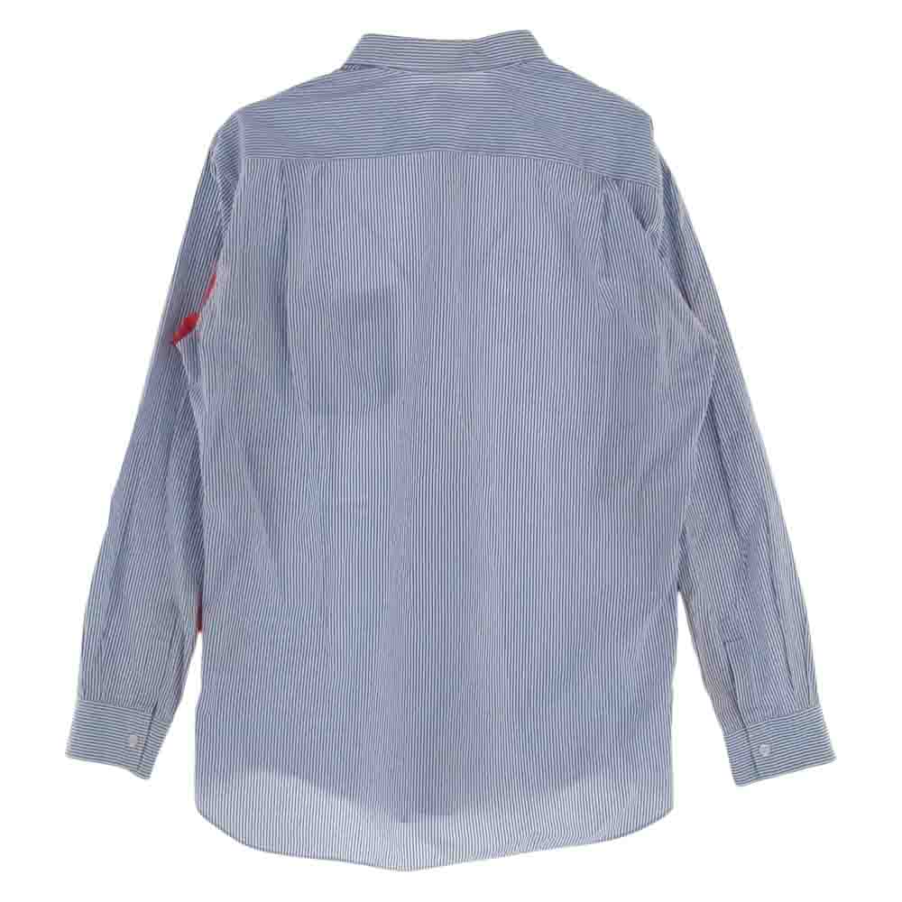 Supreme シュプリーム 12SS  COMME des GARCONS SHIRT Gusset Shirt Red コムデギャルソン ストライプ 長袖 シャツ ブルー系 ホワイト系 L【中古】